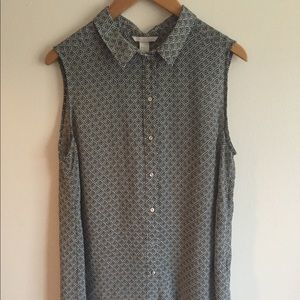 Collared button down tank blouse